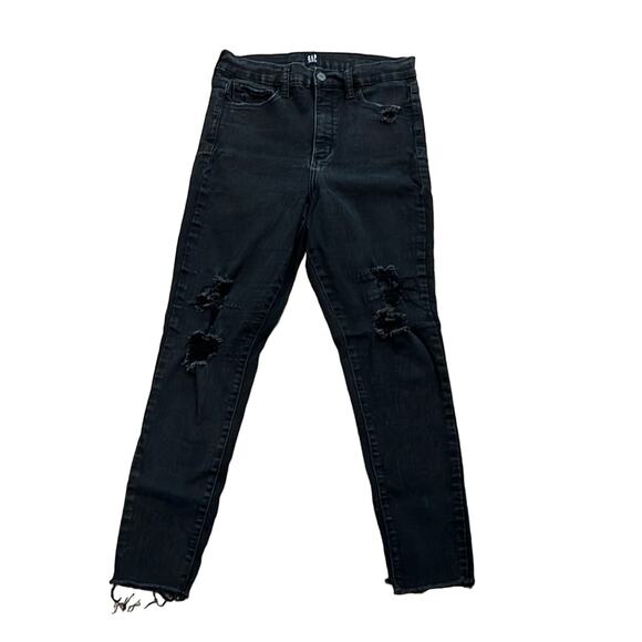 GAP Women's High Rise Distressed Favorite Jeggings Black Wash Size 10/30 - Picture 2 of 14